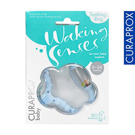 Curaprox Baby-Beissring mit Rassel Lernzahnburste Детское кольцо для прорезывания зубов с обучающей зубной щеткой-погремушкой