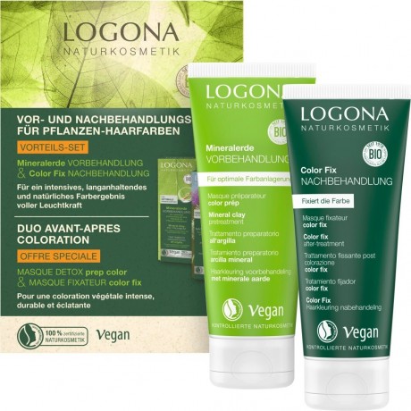 Logona Vor- & Nachbehandlung Pflanzenhaarfarbe  Растительная краска для волос до и после обработки