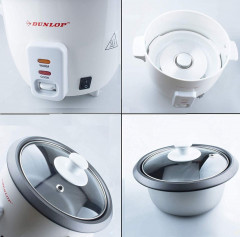 Dunlop Dunlop Reiskocher CFX30 Reiskocher mit Deckel 3in1, Dampfgarer 0,6L Reis Topf 3 Personen, 700 W, Multikocher, Reistopf, Risottokocher, Reisgarer, Schongarer Elektrisch  Рисоварка Dunlop CFX30 рисоварка с крышкой 3-в-1, пароварка 0,6 л рисоварка на 