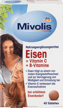 Mivolis Eisen + Vitamin C + B-Vitamine Железо + витамин C + витамины группы B таблетки, 40 шт