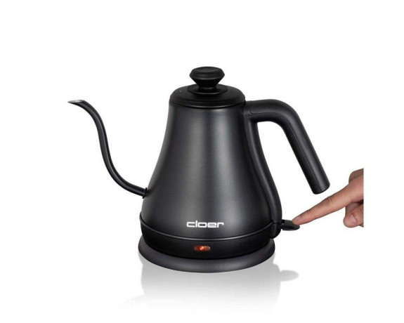 Cloer Cloer Wasserkocher 4960, 0,8 Liter 1000W Edelstahl An-/Ausschalter Teekannen-Form schwarz Чайник Cloer 4960, 0,8 л, 1000 Вт, нержавеющая сталь, переключатель вкл/выкл, форма чайника, черный