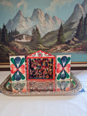 Композиция винтажная Retablos "Музыканты", гипс, ручная роспись, 16 x 7,5 x 17,5 см, Германия, 1960-70гг.