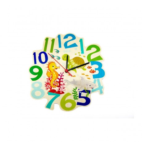 HESS Holzdekoration Wanduhr Seepferdchen Деревянные украшения настенные часы морской конек