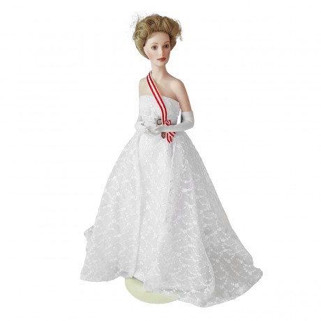 FRANKLIN HEIRLOOM DOLLS Фарфоровая Коллекционная Кукла в белом платье, 44см х 20 см, 1980-90гг.