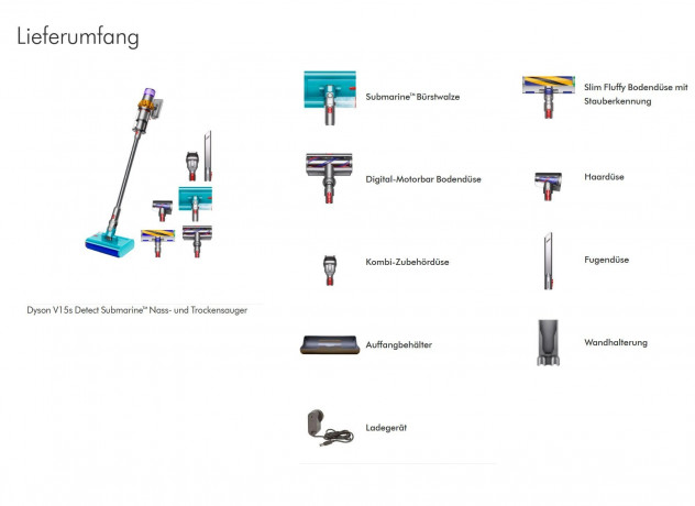 DYSON DYSON Akku-Hand-und Stielstaubsauger V15 Detect Submarine Staubsauger Kabellos Akkusauger Handstaubsauger, Beutellos, Kabelloser Akkuhandstaubsauger Sauger Autostaubsauger Akkuhandsauger  Беспроводной ручной и стержневой пылесос DYSON V15 Detect Под