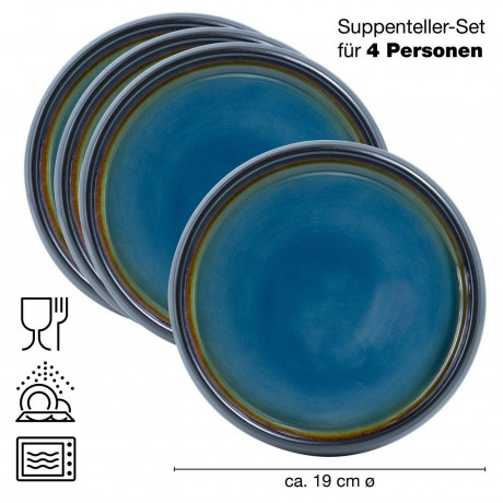 Moritz & Moritz Moritz & Moritz Suppenteller 4-tlg. REACTIV blau Суповые тарелки Moritz &amp; Moritz 4 шт. РЕАКТИВНЫЙ