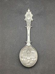 Ложка винтажная WMF Zinn &quot;Замок Линдерхоф&quot;, юбилейная, олово, 19 см, Германия, 1986 год.
