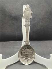Ложка винтажная WMF Zinn &quot;Замок Линдерхоф&quot;, юбилейная, олово, 19 см, Германия, 1986 год.