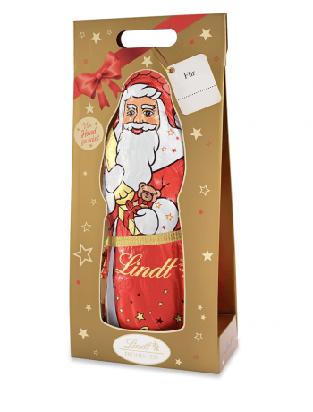 Lindt Weihnachtsmann 1kg, Шоколадный Дед Мороз 43см в подарочной упаковке,1кг