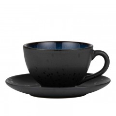 Bitz Bitz Gastro black / dark blue Tasse 0,22 L mit Untertasse 2-tlg. Битц Гастро черный/темно-синий Чашка 0,22 л с блюдцем 2 шт.