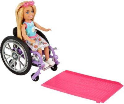 Mattel Barbie Chelsea-Puppe (blond) und Rollstuhl. Spielzeug fur Kinder ab 3 Jahren Кукла Барби Челси (блондинка) и инвалидная коляска. Игрушки для детей от 3 лет