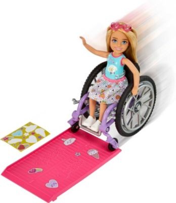 Mattel Barbie Chelsea-Puppe (blond) und Rollstuhl. Spielzeug fur Kinder ab 3 Jahren Кукла Барби Челси (блондинка) и инвалидная коляска. Игрушки для детей от 3 лет