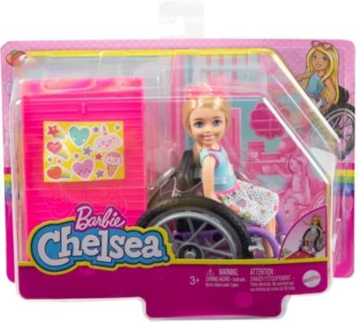 Mattel Barbie Chelsea-Puppe (blond) und Rollstuhl. Spielzeug fur Kinder ab 3 Jahren Кукла Барби Челси (блондинка) и инвалидная коляска. Игрушки для детей от 3 лет