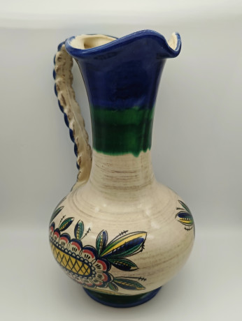 Ваза-кувшин винтажная большая Sudtirol, майолика, яркий декор, керамика, 28 х 17 см, Германия, 1970-80гг.