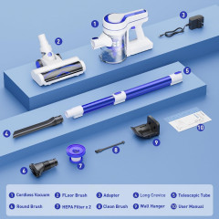 EICOBOT EICOBOT Akku-Hand-und Stielstaubsauger Ideal fur Hartboden, Teppiche, Tierhaare, beutellos, Kabelloser 23000Pa Akku-Staubsauger: Leistungsstark, leicht, flexibel  Беспроводной ручной и стержневой пылесос EICOBOT, идеально подходящий для твердых по