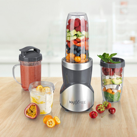 MAXXMEE MAXXMEE Smoothie-Maker Multifunktionaler Mixer 12-tlg Set Edelstahlklingen inkl. To-Go Deckel, 380,00 W, mit 8 Funktionen, mit verschiedenen Mixbechergrossen  Многофункциональный блендер MAXXMEE Smoothie Maker, набор из 12 лезвий из нержавеющей ст