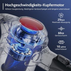 Authmic Authmic Akku-Stielstaubsauger Akku Staubsauger, Staubsauger Kabellos mit 25000pa Saugkraft, Akkusauger, Bis zu 50 Min Laufzeit, 1.3L Staubbehalter, kabelloser Staubsauger fur Tierhaare,Teppich und Hartboden Staubsauger-A Authmic беспроводной пылес