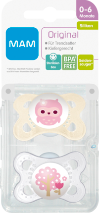 MAM Соска (успокаивающая) Оригинал	ьный 0-6 Месяц	ы, Силикон	, Mädchen, 2 шт