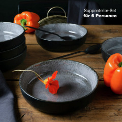 Moritz &amp; Moritz Moritz &amp; Moritz Suppenteller 6-tlg. DIGITAL anthrazit Суповые тарелки Moritz &amp;amp; Moritz 6 шт. ЦИФРОВОЙ