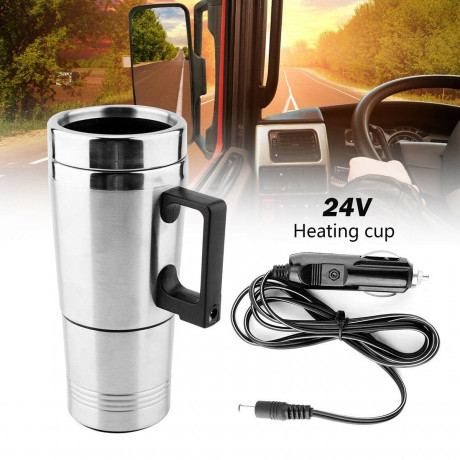 Yoyaxi Yoyaxi Wasserkocher Beheizter Reisebecher aus Edelstahl, 12V/24V PKW LKW LKW elektrisch thermisch  Дорожная кружка с подогревом чайника Yoyaxi из нержавеющей стали, электрическая термостанция для автомобилей, грузовиков, 12 В/24 В