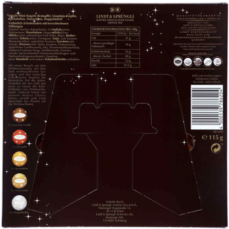 Lindt Mini-Tisch-Adventskalender Weihnachtsmarkt Адвент-календарь 2025 Рождественская ярмарка, 24 конфеты, 19 х 19 см, 350 г, 3 штуки