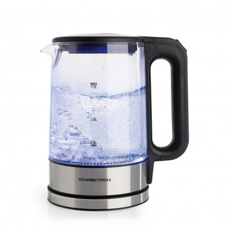 GOURMETmaxx GOURMETmaxx Wasserkocher Glas LED-Beleuchtung 1,7L Antikalkfilter, 1.7 l, 2200,00 W, automatischer Abschalter  Чайник GOURMETmaxx стеклянный со светодиодной подсветкой, фильтр от накипи 1,7 л, 1,7 л, 2200,00 Вт, автоматическое отклчение