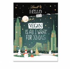 Lindt HELLO VEGAN Адвент-календарь 2024, 24 сладких веганских сюрприза из серии Lindt Hello, 47см х 36см, 228 грамм