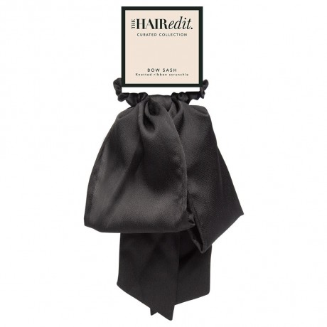 The Hair Edit Black Bow Sash Scrunchie  Черная резинка для волос с бантом и поясом