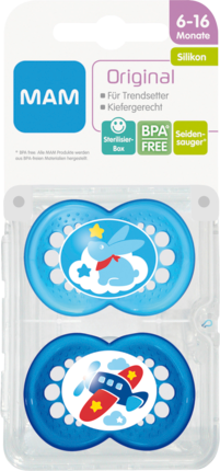 MAM Соска (успокаивающая) Оригинал	ьный 6-16 Месяц	ы, Силикон	, Jungen, 2 шт