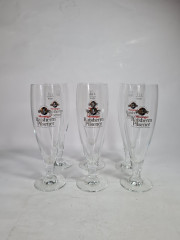 Немецкие бокалы пивные винтажные Moninger / Ratsherrn Pilsener, стекло, 6 шт., 0.2 л, 20 см, Германия, 1980-90гг.