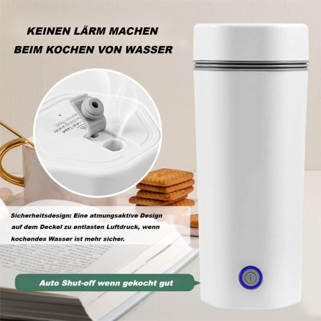 Lannister Lannister Reise-Wasserkocher Tragbarer elektrischer Reise-Wasserkocher elektrische Tasse/Flasche, 300,00 W, 304 Edelstahl Liner 400ml auslaufsicheres Design mit Tragegriff Gruner Lannister Travel Kettle Портативный электрический дорожный чайник 