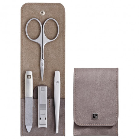 ZWILLING  Taschen-Etui, Rindleder, taupe, 4-tlg  Карманный чехол, воловья кожа, серо-коричневый, 4 шт.