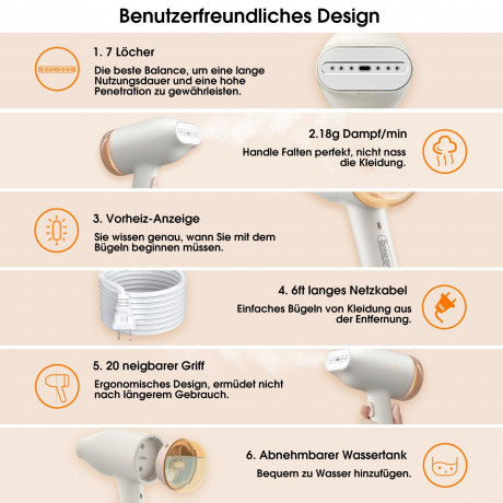 Bear Bear Dampfbugelstation 120ml Reisebugeleisen, 10 Sekunden Schnelle Erwarmung, Abschaltautomatik  Станция парового утюга Bear, дорожный утюг, 120 мл, быстрый нагрев 10 секунд, автоматическое отключение