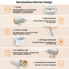 Bear Bear Dampfbugelstation 120ml Reisebugeleisen, 10 Sekunden Schnelle Erwarmung, Abschaltautomatik  Станция парового утюга Bear, дорожный утюг, 120 мл, быстрый нагрев 10 секунд, автоматическое отключение