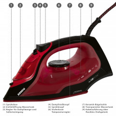 CLATRONIC CLATRONIC Dampfbugeleisen DB 3752, kratzfeste Keramiksohle, 7 Funktionen, 2200 Watt  Паровой утюг CLATRONIC DB 3752, устойчивая к царапинам керамическая подошва, 7 функций, 2200 Вт