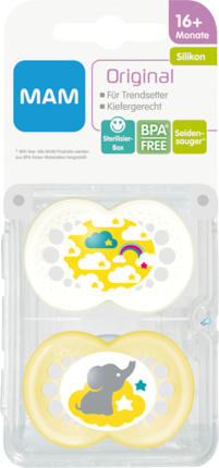 MAM Соска (успокаивающая) Оригинал ьный ab 16 Месяцам , Силикон , 2 шт