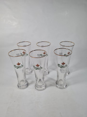 Бокалы пивные винтажные Carlsberg / Sahm, стекло, 0.2 л, 6 шт., 19 см, Германия, 1960-70гг.