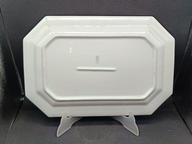 Поднос винтажный Schumann, с графичным декором в пастельных тонах и позолотой, фарфор, 33 х 22 см, Германия, 1970-80гг.