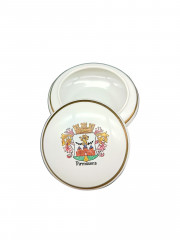 Шкатулка миниатюрная винтажная Plankenhammer Fluss Bavaria / GRG Viernheim &quot;Герб Пирмазенса&quot;, с позолотой, ручная работа, фарфор, 9.5 см, Германия, 1960-70гг.