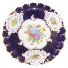 Meissen Meissen  'Blume Kobalt mit Goldrand' Prunkschale mit Zertifikat 30 cm Мейсен &quot;цветок кобальта с золотым ободком&quot; роскошная чаша с сертификатом 30 см