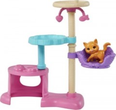 Mattel Barbie-Puppe und Katzchen Kratzbaum Spielset mit Zubehor. Spielzeug fur Kinder ab 3 Jahren Набор для игры в когтеточку с куклой Барби и котенком и аксессуарами. Игрушки для детей от 3 лет
