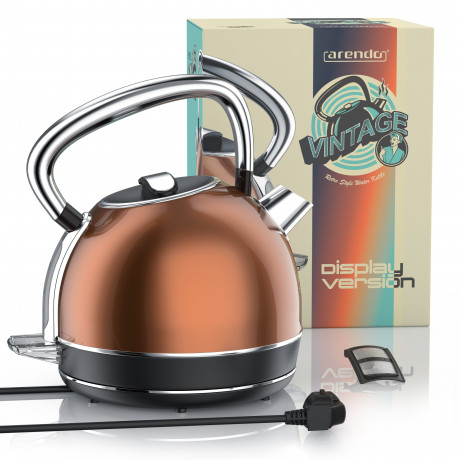 Arendo Arendo Wasserkocher, 1,7 l, 2200 W, Edelstahl Retro Style Vintage, LED Temperaturanzeige, kupfer, Vintage Retro Style Edelstahl-Teekessel im Kupfer Design mit Displayanzeige  Чайник Arendo, 1,7 л, 2200 Вт, нержавеющая сталь, винтажный ретро-стиль, 