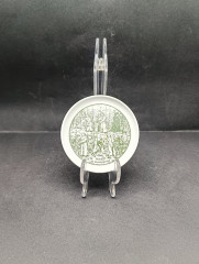 Тарелка декоративная винтажная Rosler / Tettau Bavaria &quot;Сбор винограда в монастырском саду&quot;, монохром, фарфор, 10 см, Германия, 1960-70гг.