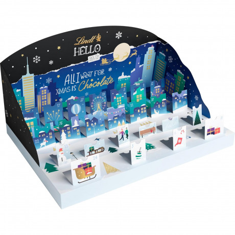 Lindt HELLO 2024 Adventskalender, Адвент-календарь, 24 сладких сюрприза из серии Lindt Hello, 800 г, 3 штуки