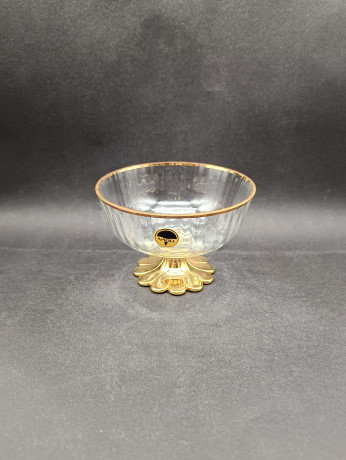 Креманка винтажная Nagel, золотистый край и основание, стекло, 12 х 8 см, Германия, 1970-80гг.