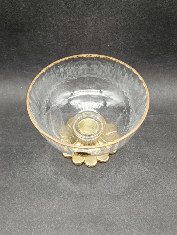 Креманка винтажная Nagel, золотистый край и основание, стекло, 12 х 8 см, Германия, 1970-80гг.