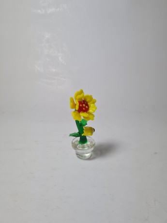 Винтажная стеклянная фигурка "Подсолнух в горшке", 4см х 6см, Германия, 1960-70гг.