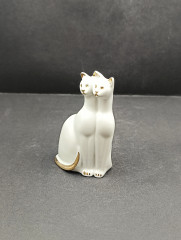 Статуэтка винтажная Aldaya Valencia &quot;Две кошки&quot; с позолотой, фарфор, 10 х 6 см, Испания, 1960-70гг.