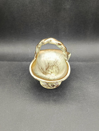 Конфетница винтажная Jasba Pottery в виде корзинки, перламутр, керамика, 12 х 11 см, Германия, 1970-80гг.