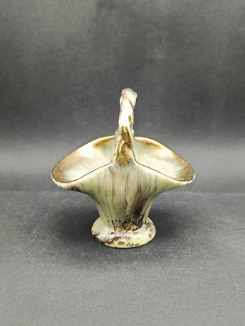 Конфетница винтажная Jasba Pottery в виде корзинки, перламутр, керамика, 12 х 11 см, Германия, 1970-80гг.